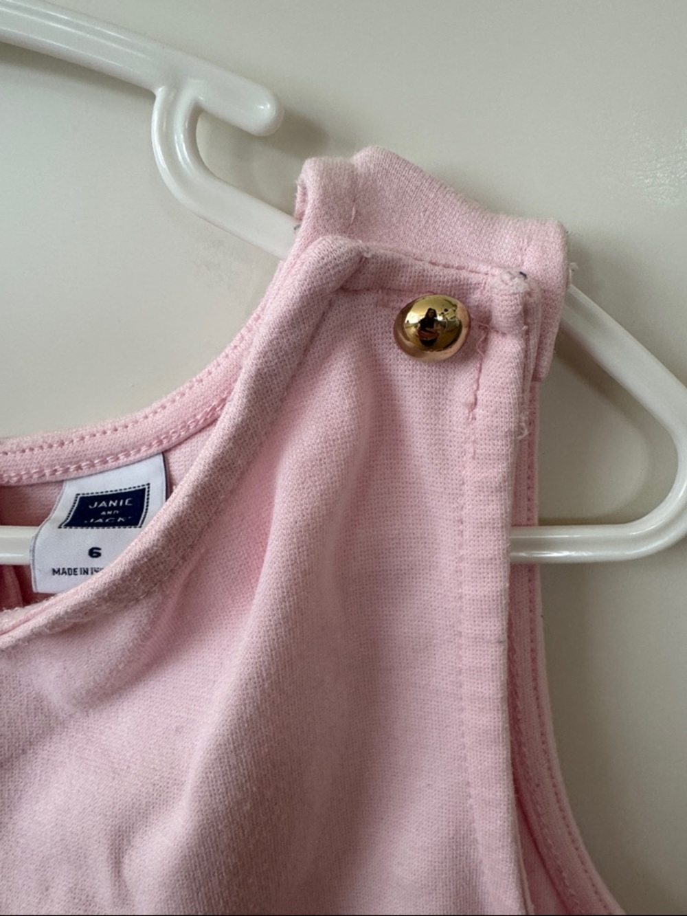 JANIE & JACK Girls' Pink Sleeveless Pleated Dress with Navy Waistband - SZ 6 - Picture 5 of 5